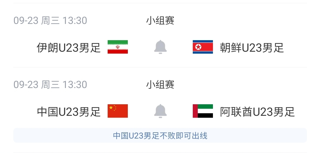 两场0-0!亚运男足B组:U23国足4分第2,末轮不败出线+输球或出局 两场0-0!亚运男足B组:U23国足4分第2,末轮不败出线+输球或出局