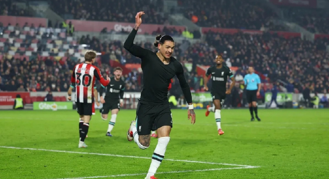 英超-努涅斯补时梅开二度 利物浦2-0布伦特福德